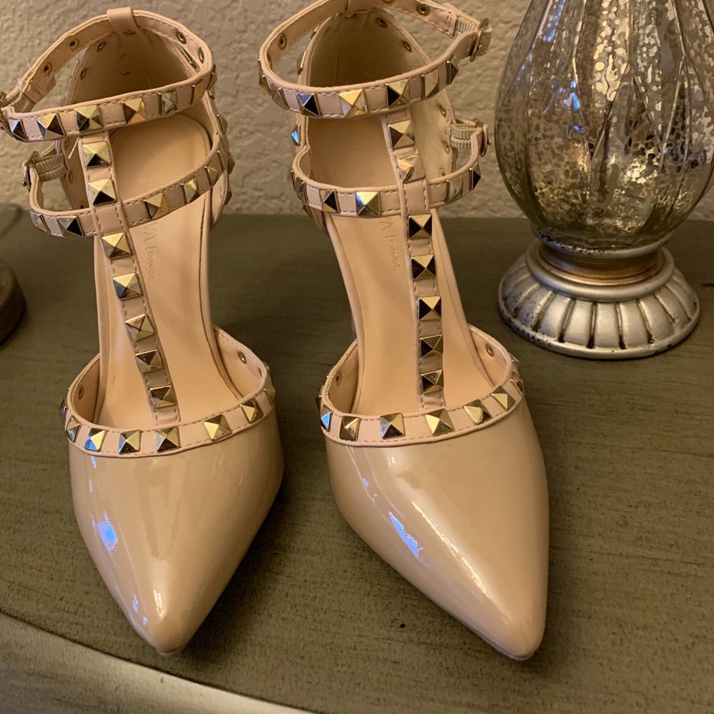 Rock stud nude heels